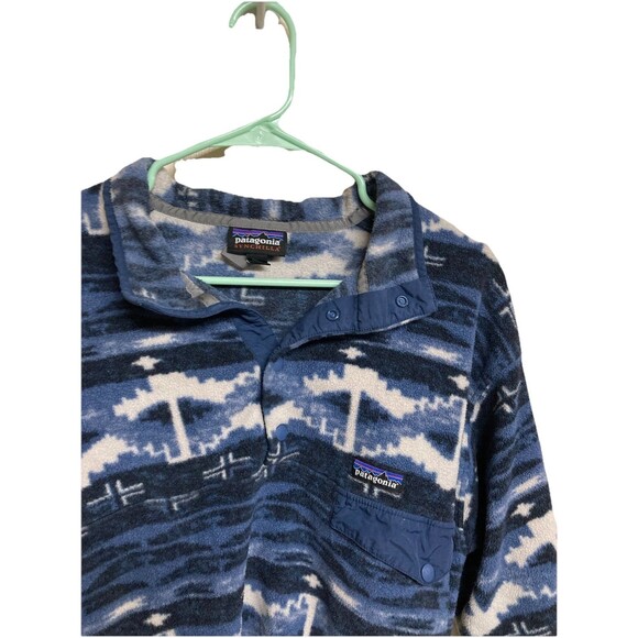 Patagonia Other - Men's Patagonia Synchilla Snap-T Pullover Fleece Retro Stone Blue Aztec Print Lg